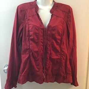 Red cotton embroidered and beaded blouse (M)